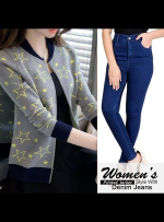 A&S Women's Star Printed Zipper Jacket