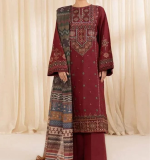 BAREEZE 3PC Lawn with Diamond Print Dupatta