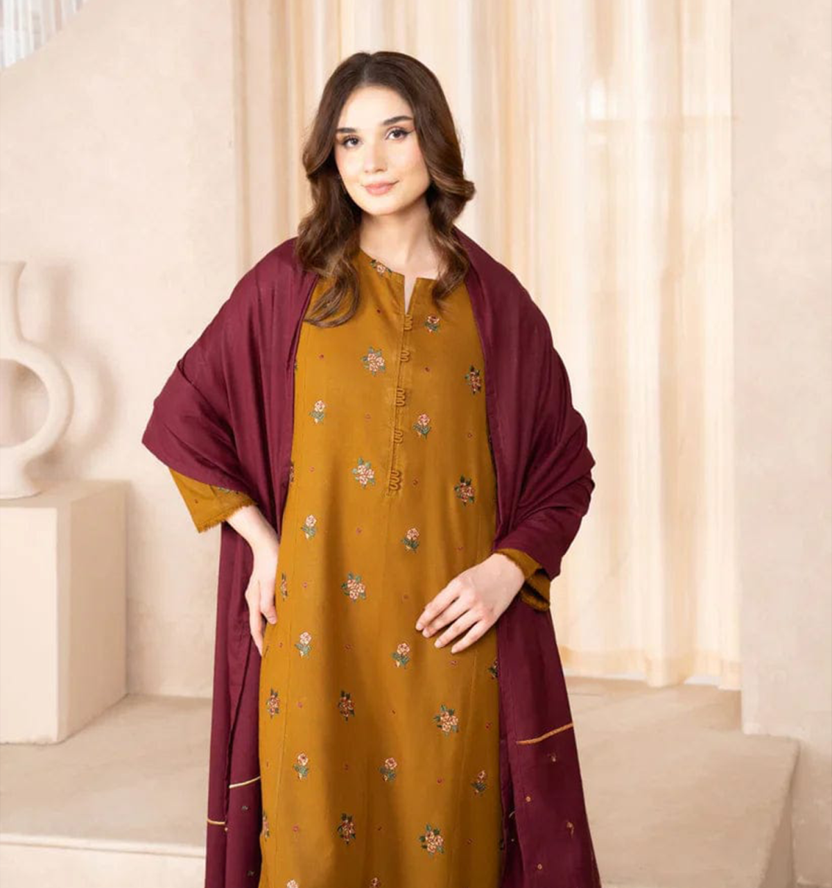 BAROQUE Lawn With Zari Sequence Dupatta