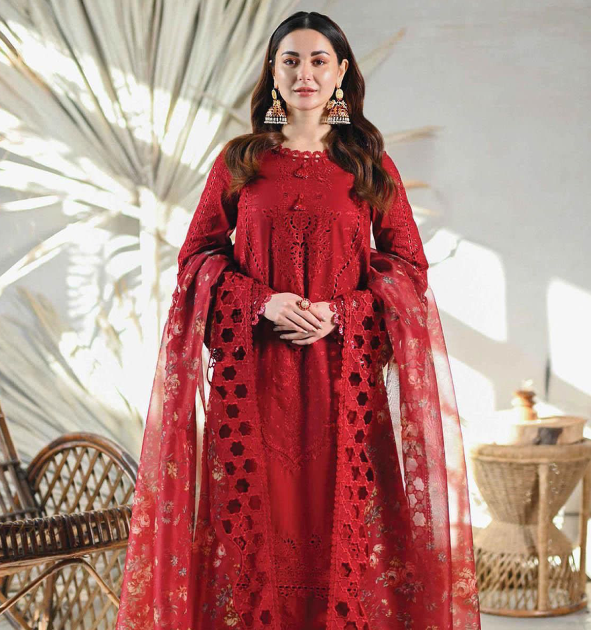 QALAMKAR Chicken Kari Lawn With Organza EMB Dupatta