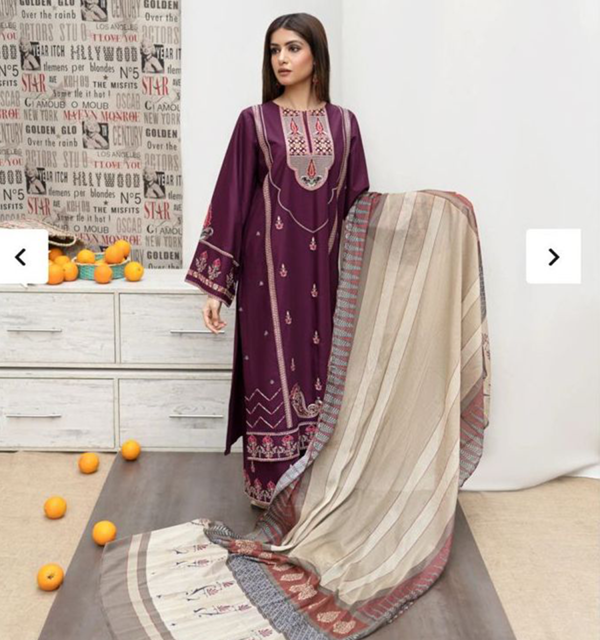 URGE 3PC Lawn With Daimond Dupatta
